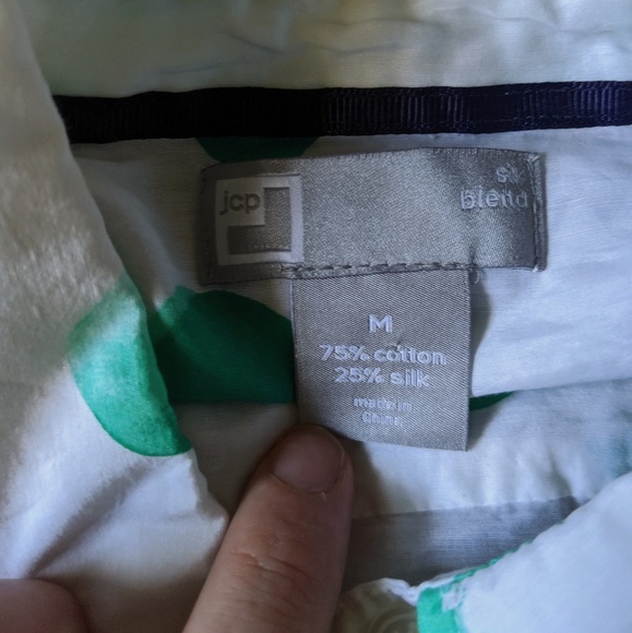 Silk-blend watercolor dot button-up blouse - Picture 2 of 3